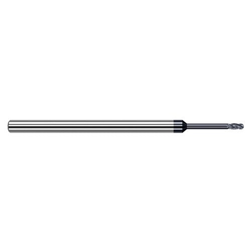 ‎1/32″ Dia. × 1/8″ Shank × 0.046″ DOC × 2-1/2″ OAL, Carbide AlTiN, Stub , 4 Flute, Ballnose End Mill - Exact Industrial Supply