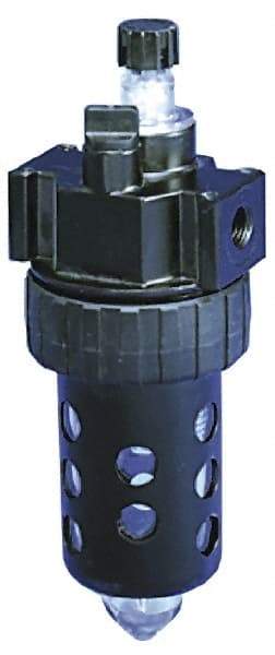 Parker - 1/2" NPT, 150 Max psi Standard Mist Lubricator - Polycarbonate Bowl with Sight Glass, Zinc Body, 90 CFM, 125°F Max Temp, 3.24" Wide x 9.27" High - Eagle Tool & Supply