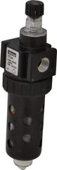 Parker - 3/8" NPT, 150 Max psi Compact Micro Mist Lubricator - Polycarbonate Bowl with Sight Glass, Zinc Body, 40 CFM, 125°F Max Temp, 2" Wide x 7.38" High - Eagle Tool & Supply