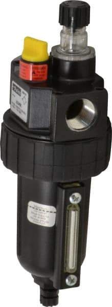 Parker - 1/2" NPT, 250 Max psi Intermediate Micro Mist Lubricator - Metal Bowl with Sight Glass, Zinc Body, 90 CFM, 175°F Max Temp, 2.81" Wide x 7.82" High - Eagle Tool & Supply
