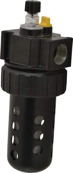 Parker - 3/4" NPT, 150 Max psi Standard Micro Mist Lubricator - Polycarbonate Bowl with Sight Glass, Zinc Body, 90 CFM, 125°F Max Temp, 3.24" Wide x 9.27" High - Eagle Tool & Supply