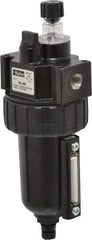 Parker - 1/4" NPT, 250 Max psi Intermediate Mist Lubricator - Metal Bowl with Sight Glass, Zinc Body, 40 CFM, 175°F Max Temp, 2.81" Wide x 7.82" High - Eagle Tool & Supply
