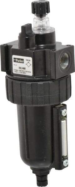 Parker - 3/8" NPT, 250 Max psi Intermediate Mist Lubricator - Metal Bowl with Sight Glass, Zinc Body, 60 CFM, 175°F Max Temp, 2.81" Wide x 7.82" High - Eagle Tool & Supply