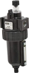 Parker - 3/8" NPT, 250 Max psi Intermediate Mist Lubricator - Metal Bowl with Sight Glass, Zinc Body, 60 CFM, 175°F Max Temp, 2.81" Wide x 7.82" High - Eagle Tool & Supply