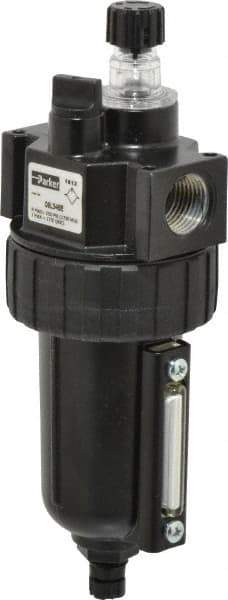 Parker - 1/2" NPT, 250 Max psi Intermediate Mist Lubricator - Metal Bowl with Sight Glass, Zinc Body, 90 CFM, 175°F Max Temp, 2.81" Wide x 7.82" High - Eagle Tool & Supply