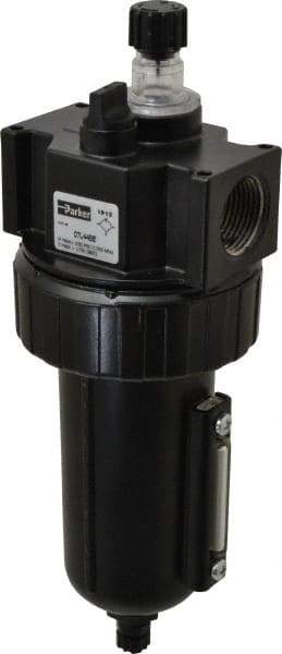 Parker - 3/4" NPT, 250 Max psi Standard Mist Lubricator - Metal Bowl with Sight Glass, Zinc Body, 90 CFM, 175°F Max Temp, 3.24" Wide x 9.27" High - Eagle Tool & Supply