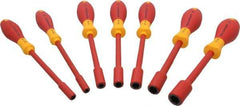 Wiha - 7 Piece 3/16 to 1/2" Insulated Nutdriver Set - Solid Shaft, Ergonomic Handle - Eagle Tool & Supply