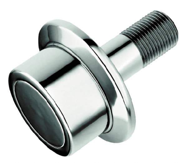 Accurate Bushing - 3-1/2" Roller Diam x 2" Width, 1-1/4" Stud Diam x 2-3/4" Length, Flanged Load Roller - Steel, 1-3/4" Thread Length, 1-1/4-12 Thread, 14,300 Lb Dynamic Cap, 16,000 Lb Static Cap - Eagle Tool & Supply