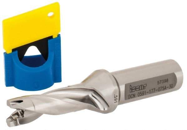 Iscar - 0.591" to 5/8" Diam, 3xD, 1.77" Max Depth, 3/4" Shank Diam, 4.68" OAL, Replaceable-Tip Drill - FCP, ICK, ICK-2M, ICM, ICN, ICP, iCP-2M Insert, 15 Seat Size, 56616923 Toolholder, Series SumoCham - Eagle Tool & Supply