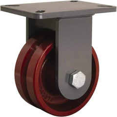 Hamilton - 6" Diam x 2-3/4" Wide, Iron Rigid Caster - 2,500 Lb Capacity, Top Plate Mount, 5-1/4" x 7-1/4" Plate, Straight Roller Bearing - Eagle Tool & Supply