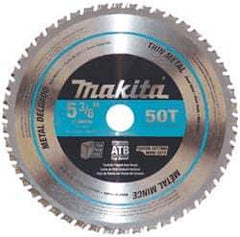 Makita - 5-3/8" Diam, 5/8" Arbor Hole Diam, 50 Tooth Wet & Dry Cut Saw Blade - Carbide-Tipped, General Purpose Action, Standard Round Arbor - Eagle Tool & Supply