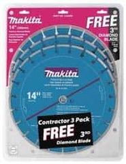 Makita - 14" Diam, 20mm Arbor Hole Diam, Wet & Dry Cut Saw Blade - Diamond-Tipped, Standard Round Arbor - Eagle Tool & Supply