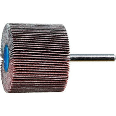 PFERD - 2" Diam x 1-1/2" Face Width, Aluminum Oxide Coated Mounted Flap Wheel - 1/4" Shank Mount, 80 Grit, 15,000 Max RPM - Eagle Tool & Supply