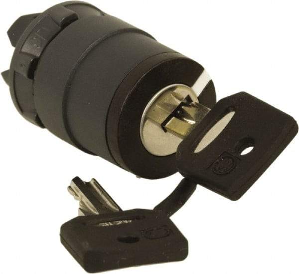 Schneider Electric - 22mm Mount Hole, 2 Position, Key Operated, Selector Switch Only - Black, Momentary (MO), Nonilluminated, Shock, Vibration and Water Resistant - Eagle Tool & Supply