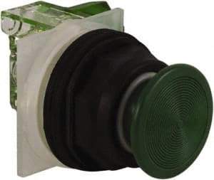 Schneider Electric - 30mm Mount Hole, Extended Straight, Pushbutton Switch with Contact Block - Green Pushbutton, Momentary (MO) - Eagle Tool & Supply