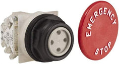 Schneider Electric - 30mm Mount Hole, Extended Straight, Pushbutton Switch with Contact Block - Red Pushbutton, Momentary (MO) - Eagle Tool & Supply
