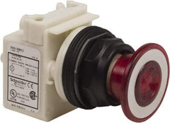 Schneider Electric - 30mm Mount Hole, Extended Straight, Pushbutton Switch Only - Red Pushbutton, Maintained (MA) - Eagle Tool & Supply