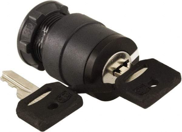 Schneider Electric - 22mm Mount Hole, 2 Position, Key Operated, Selector Switch Only - Black, Maintained (MA), Nonilluminated, Shock, Vibration and Water Resistant - Eagle Tool & Supply