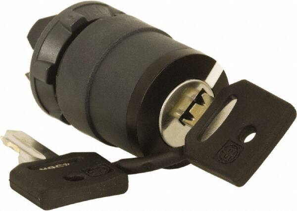 Schneider Electric - 22mm Mount Hole, 2 Position, Key Operated, Selector Switch Only - Black, Maintained (MA), Nonilluminated, Shock, Vibration and Water Resistant - Eagle Tool & Supply