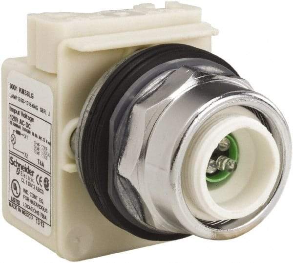 Schneider Electric - Extended Straight Pushbutton Switch Operator - Green, Round Button, LED Lamp, Illuminated - Eagle Tool & Supply