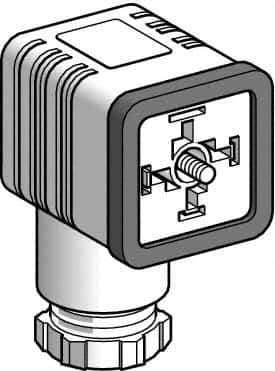 Telemecanique Sensors - 16 Amp, 4 Pin Elbowed Female Field Attachable Connector Sensor and Receptacle - 250 VAC, IP65 Ingress Rating - Eagle Tool & Supply