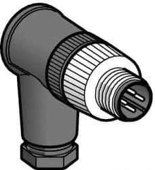 Telemecanique Sensors - 3 Amp, M12 4 Pin Elbowed Male Field Attachable Connector Sensor and Receptacle - 125 VAC, 150 VDC, IP67 Ingress Rating - Eagle Tool & Supply