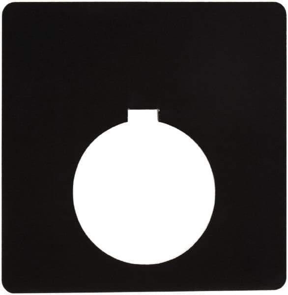 Schneider Electric - Square, Plastic Legend Plate - Blank - Black Background, White Letters, 1.2 Inch Hole Diameter, 2-1/2 Inch Square - Eagle Tool & Supply