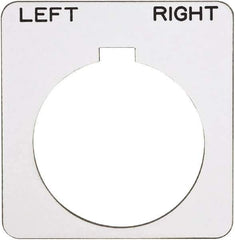 Schneider Electric - Square, Plastic Legend Plate - Left-Right - White Background, Black Letters, 1.22 Inch Hole Diameter, 1-3/4 Inch Square - Eagle Tool & Supply