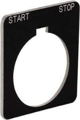 Schneider Electric - Square, Plastic Legend Plate - Start-Stop - Black Background, White Letters, 1.22 Inch Hole Diameter, 1-3/4 Inch Square - Eagle Tool & Supply