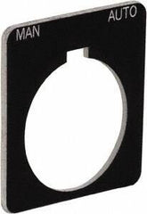 Schneider Electric - Square, Plastic Legend Plate - Manual-Auto - Black Background, White Letters, 1.22 Inch Hole Diameter, 1-3/4 Inch Square - Eagle Tool & Supply