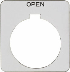 Schneider Electric - Square, Plastic Legend Plate - Open - White Background, Black Letters, 1.22 Inch Hole Diameter, 1-3/4 Inch Square - Eagle Tool & Supply