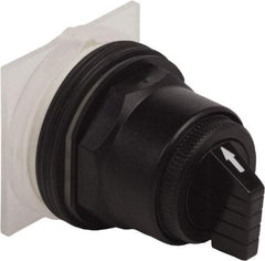 Schneider Electric - 1.18 Inch Mount Hole, 3 Position, Knob and Pushbutton Operated, Selector Switch Only - Black, Momentary (MO), without Contact Blocks, Anticorrosive, Weatherproof, Dust and Oil Resistant - Eagle Tool & Supply