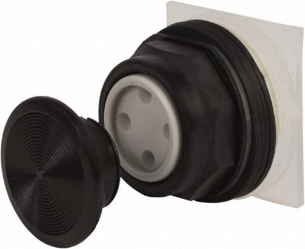 Schneider Electric - 30mm Mount Hole, Extended Straight, Pushbutton Switch Only - Black Pushbutton, Momentary (MO) - Eagle Tool & Supply