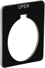 Schneider Electric - Square, Plastic Legend Plate - Open - Black Background, White Letters, 1.2 Inch Hole Diameter, 1-3/4 Inch Square - Eagle Tool & Supply