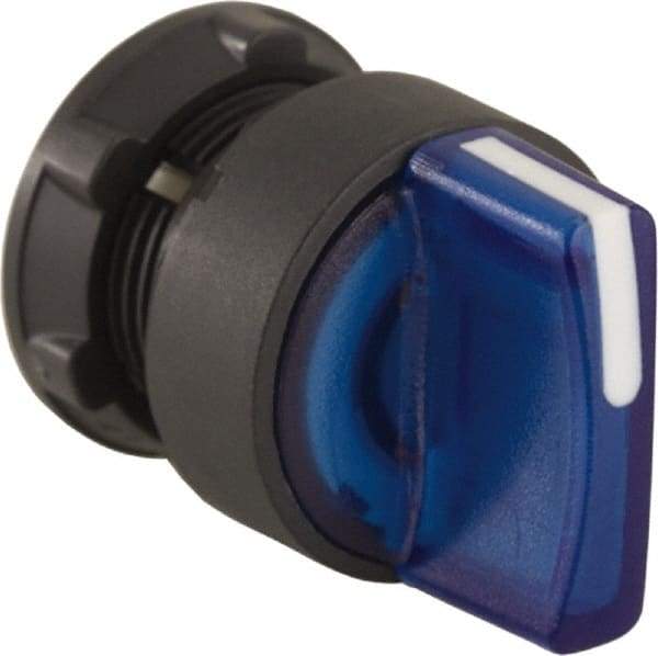 Schneider Electric - 22mm Mount Hole, 2 Position, Handle Operated, Selector Switch Only - Blue, Maintained (MA), Illuminated, Shock, Vibration and Water Resistant - Eagle Tool & Supply