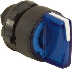 Schneider Electric - 22mm Mount Hole, 3 Position, Handle Operated, Selector Switch Only - Blue, Maintained (MA), Illuminated, Shock, Vibration and Water Resistant - Eagle Tool & Supply