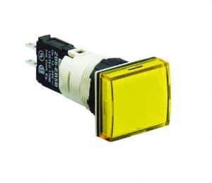 Schneider Electric - 12-24 VAC/VDC Yellow Lens LED Pilot Light - Rectangle Lens, Quick Connect Connector, 24mm Wide, Vibration Resistant - Eagle Tool & Supply