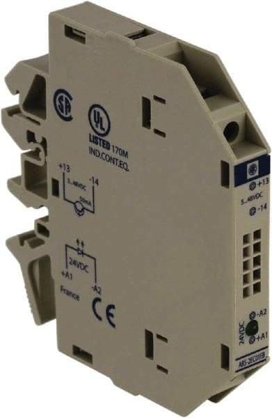 Schneider Electric - 12 Milliamp, NC Configuration, Interface Relay Module - DIN Rail Mount, 23 to 131°F, 24 VDC - Eagle Tool & Supply