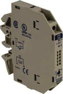 Schneider Electric - 17 Milliamp, NC Configuration, Interface Relay Module - DIN Rail Mount, 23 to 131°F, 120 to 127 Volt - Eagle Tool & Supply