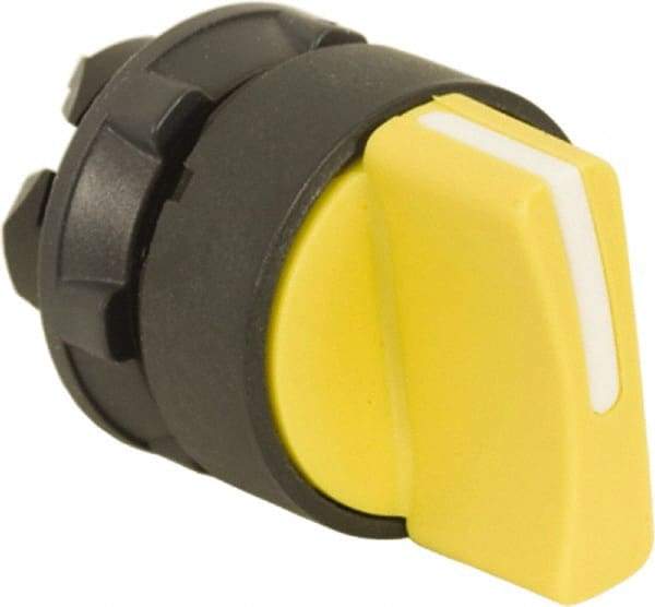 Schneider Electric - 22mm Mount Hole, 2 Position, Handle Operated, Selector Switch Only - Yellow, Maintained (MA), Nonilluminated, Shock, Vibration and Water Resistant - Eagle Tool & Supply