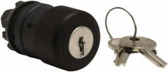 Schneider Electric - 22mm Mount Hole, Extended Mushroom Head, Pushbutton Switch Only - Round, Black Pushbutton, Nonilluminated, Maintained (MA) - Eagle Tool & Supply