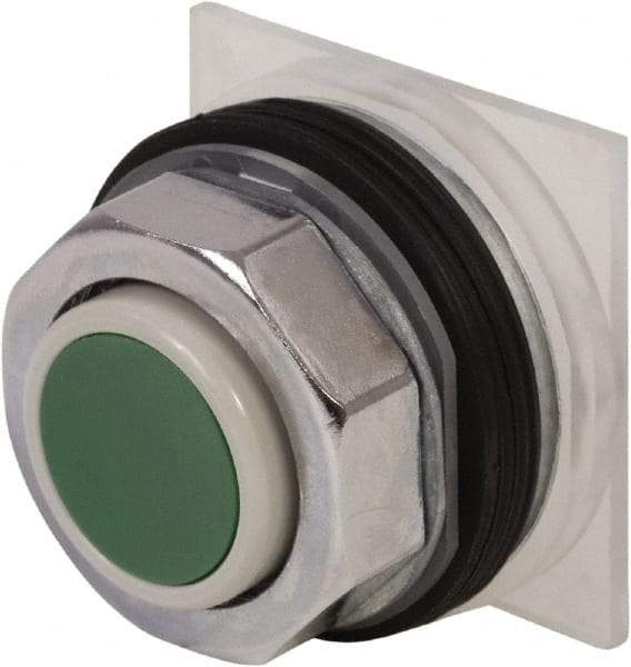 Schneider Electric - 30mm Mount Hole, Extended Straight, Pushbutton Switch Only - Green Pushbutton, Momentary (MO) - Eagle Tool & Supply