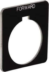 Schneider Electric - Square, Plastic Legend Plate - Forward - Black Background, White Letters, 1.22 Inch Hole Diameter, 1-3/4 Inch Square - Eagle Tool & Supply