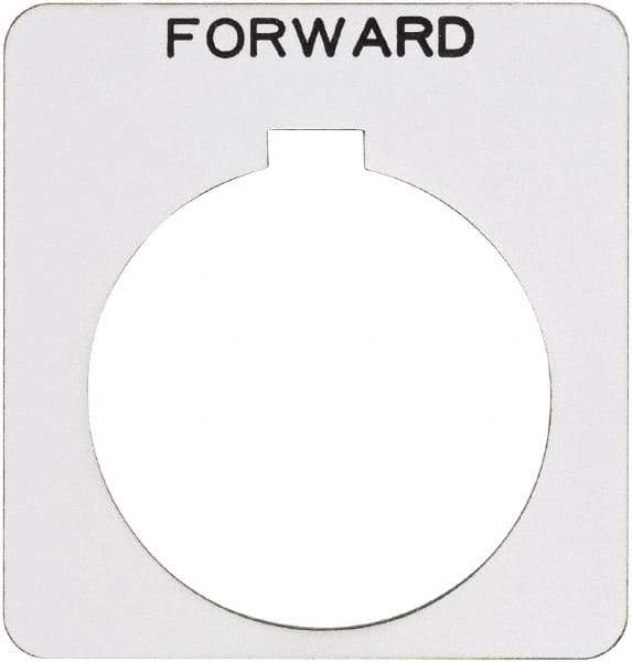 Schneider Electric - Square, Plastic Legend Plate - Forward - White Background, Black Letters, 1.22 Inch Hole Diameter, 1-3/4 Inch Square - Eagle Tool & Supply