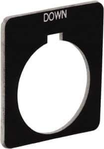 Schneider Electric - Square, Plastic Legend Plate - Down - Black Background, White Letters, 1.22 Inch Hole Diameter, 1-3/4 Inch Square - Eagle Tool & Supply