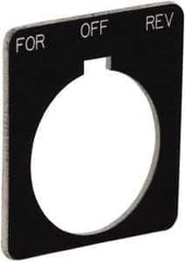 Schneider Electric - Square, Plastic Legend Plate - Forward-Off-Reverse - Black Background, White Letters, 1.22 Inch Hole Diameter, 1-3/4 Inch Square - Eagle Tool & Supply