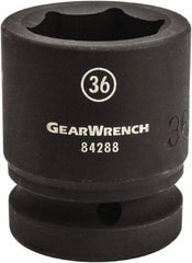 GearWrench - 1" Drive 65mm Standard Impact Socket - 6 Points, 3-51/82" OAL - Eagle Tool & Supply