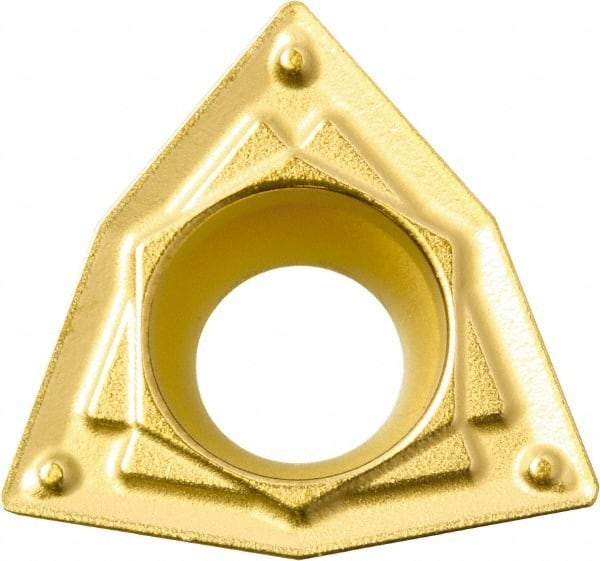 Kyocera - WPMT321 HQ Grade CA525 Carbide Turning Insert - TiCN/Al2O3/TiN Finish, 80° Trigon, 3/8" Inscr Circle, 1/8" Thick, 1/64" Corner Radius - Eagle Tool & Supply