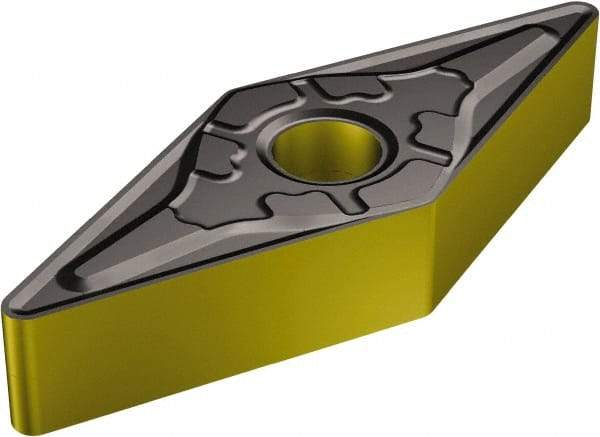 Sandvik Coromant - VNMG333 KM Grade 3225 Carbide Turning Insert - TiCN/AI2O3/TiN Finish, 35° Diamond, 3/8" Inscr Circle, 3/16" Thick, 3/64" Corner Radius - Eagle Tool & Supply