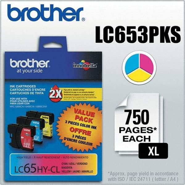 Brother - Cyan, Magenta & Yellow Ink Cartridge - Use with Brother MFC-5890CN, 5895CW, 6490CW, 6890CDW - Eagle Tool & Supply